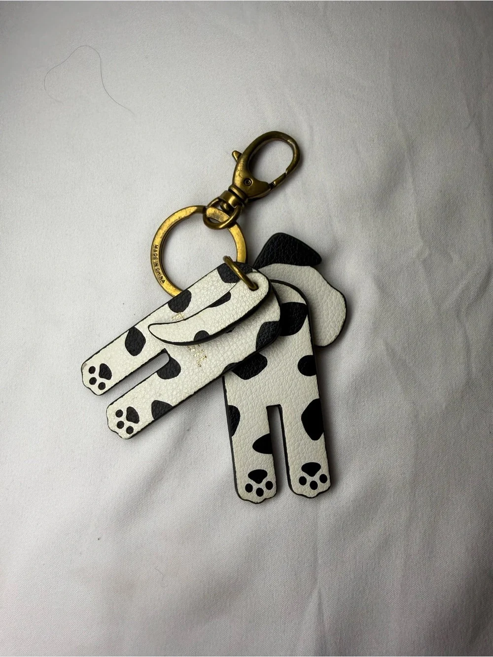 Fossil Dalmatian Dog Genuine Leather Keychain Key Fob Bag Charm